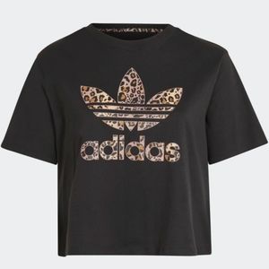NEW WITH TAGS - Adidas crop top with leopard animal print logo